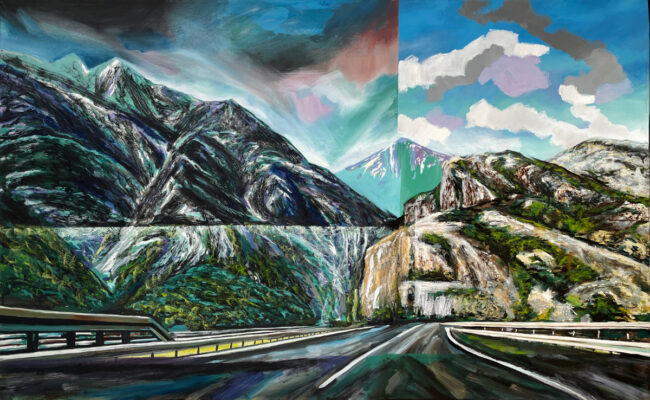 Atlas 1, 2024-5. Oil on canvas 102cm X 154cm